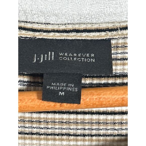 J Jill Wearever Tank Dress Medium Brown Black Striped Slinky Tunic Stretch - Picture 5 of 9